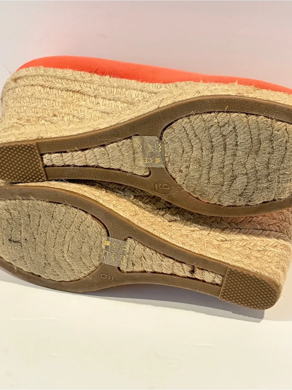 J Crew Seville Canvas Espadrille Wedges Neon Rose Coral Pink Jute Heels 9 Resort